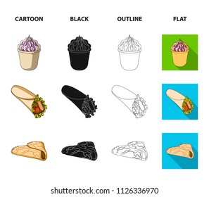 Food, refreshments, snacks and other web icon in cartoon,black,outline,flat style.Packaging, paper, potatoes icons in set collection.