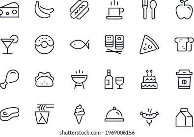 Food - Regular Line Icons vector design 