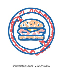 food rejecting doodle icon sketch vector. food rejecting sign. isolated symbol illustration