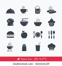 Food Related Icons / Vectors Set (Breakfast, Lunch, Dinner)