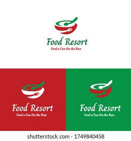 Food Resort Logo, Food Restaurant Logo, Chinese Food Logo, Bowl, Spoon And Fork, Chinese Food Resort, 