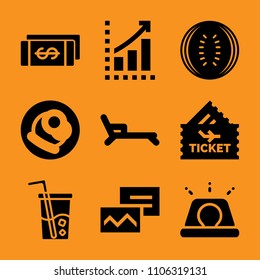 food, resort, save, human, object and address icon vector set. Flat vector design with filled icons. Designed for web and software interfaces