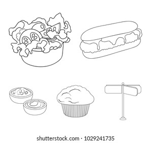 Food, rest, refreshments, and other web icon in outline style.Cake, biscuit, cream, icons in set collection.