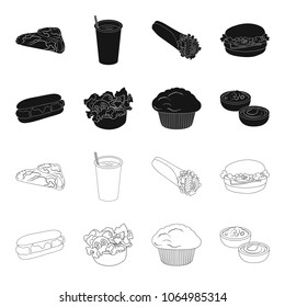 Food, rest, refreshments, and other web icon in black,outline style.Cake, biscuit, cream, icons in set collection.