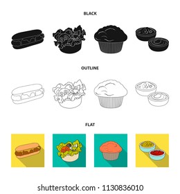Food, rest, refreshments, and other web icon in black,flat,outline style.Cake, biscuit, cream, icons in set collection.