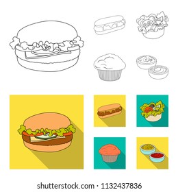 Food, rest, refreshments, and other web icon in outline,flat style.Cake, biscuit, cream, icons in set collection.