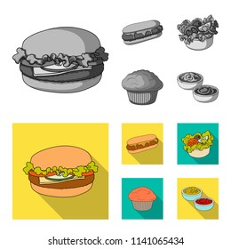 Food, rest, refreshments, and other web icon in monochrome,flat style.Cake, biscuit, cream, icons in set collection.