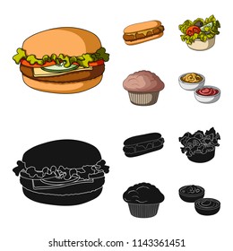 Food, rest, refreshments, and other web icon in cartoon,black style.Cake, biscuit, cream, icons in set collection.