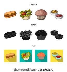 Food, rest, refreshments, and other web icon in cartoon,black,flat style.Cake, biscuit, cream, icons in set collection.
