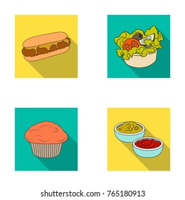Food, rest, refreshments, and other web icon in flat style.Cake, biscuit, cream, icons in set collection.