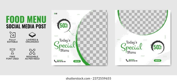 Food restaurant business marketing social media post or web banner template design