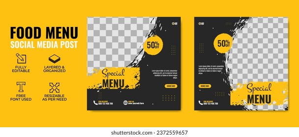 Food restaurant business marketing social media post or web banner template design