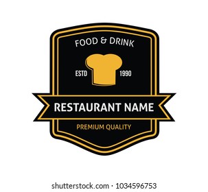 food restaurant and cafe black gold badge logo vector design template