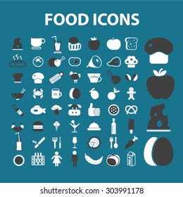 food, restaurant, cafe, grocery, drink flat isolated icons, signs, illustrations set, vector for web, application