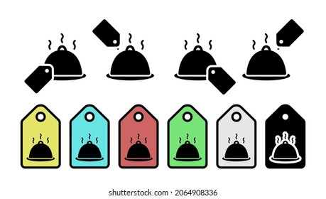 Food, restaurant, dinner vector icon in tag set illustration for ui and ux, website or mobile application