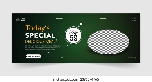 Food Restaurant Facebook Cover Page Design Template, Fast Food culinary ads banner restaurant ad post, Modern promotional online business marketing Vector Eps10.