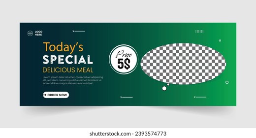 Food Restaurant Facebook Cover Page Design Template, Fast Food culinary ads banner restaurant ad post, Modern promotional online business marketing Vector Eps10.