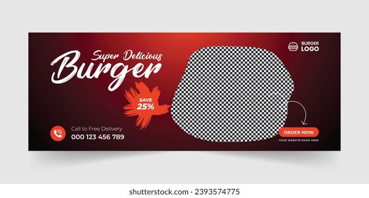 Food Restaurant Facebook Cover Page Design Template, Fast Food culinary ads banner restaurant ad post, Modern promotional online business marketing Vector Eps10.