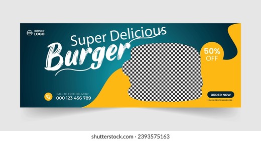 
Food Restaurant Facebook Cover Page Design Template, Fast Food culinary ads banner restaurant ad post, Modern promotional online business marketing Vector Eps10.