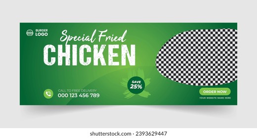 Food Restaurant Facebook Cover Page Design Template, Fast Food culinary ads banner restaurant ad post, Modern promotional online business marketing Vector Eps10.