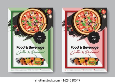 Food Restaurant flyer 2 colors vector