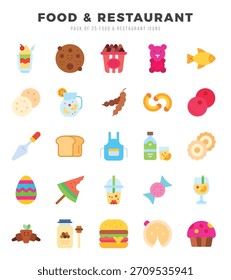 Icono de comida y restaurante Paquete 25 iconos para Sitios web y App