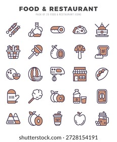 Icono de comida y restaurante Paquete 25 iconos para Sitios web y App