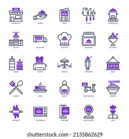 Food and Restaurant icon pack for your website design, logo, app, UI. Food and Restaurant icon mix line and solid design. Vector graphics illustration and editable stroke.