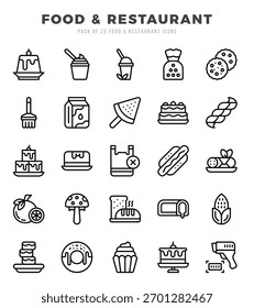 Comida e restaurante ícone pacote para o seu site. móvel. apresentação. e design de logotipo.