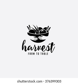 Food Restaurant Icon Symbol. Farm To Table Harvest Logo Inspiration. EPS 10 Vector. 
