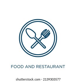 food and restaurant icon. Thin linear food and restaurant outline icon isolated on white background. Line vector food and restaurant sign, symbol for web and mobile