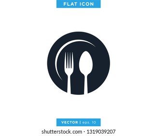 Food, Restaurant Icon Vector Design Template. Spoon and Fork