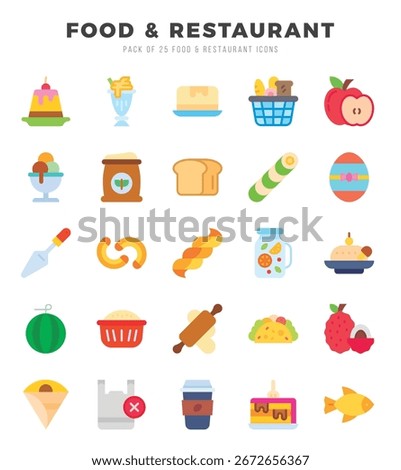 Food and Restaurant Icons bundle. Flat style Icons. Vector illustration.