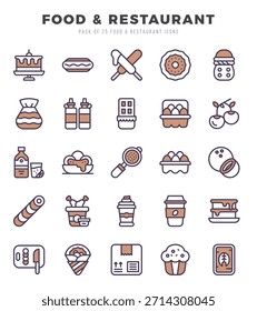 Iconos de comida y restaurante Paquete. Dos iconos de estilo de color. Ilustración vectorial.