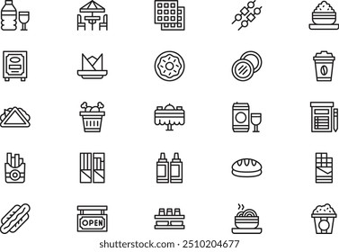 Food and restaurant icons collection is a vector illustration with editable stroke.