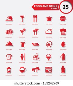 Food and Restaurant icons set,Red version,vector