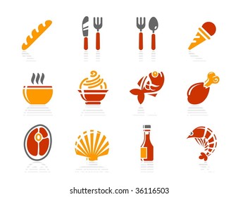 Food and Restaurant icons. Vector icon set. Three color icons.