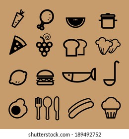 Food restaurant icons vector set