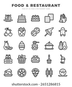 Food and Restaurant Lineal icons. Vector Lineal illustration.