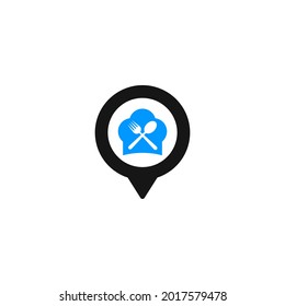 Food restaurant location pin icon vector