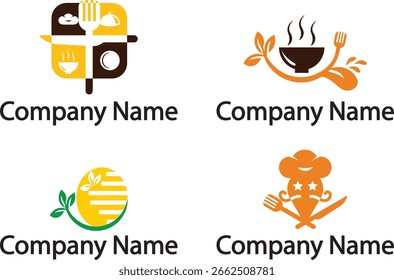 Vector de conjunto de logotipo de restaurante de comida