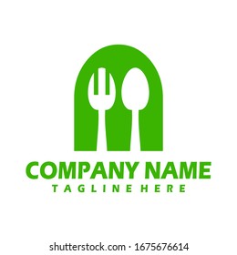 Food restaurant logo. Welcome to my portfolio, Illustration of a symbol of cutleries with black backgrounds