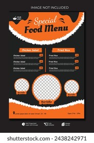 Food restaurant menu layout editable template, menu list cafe black modern template, list menu layout and food poster restaurant for dinner lunch breakfast menu template