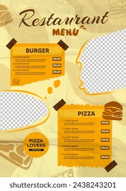 Food restaurant menu layout editable template, menu list cafe black modern template, list menu layout and food poster restaurant for dinner lunch breakfast menu template