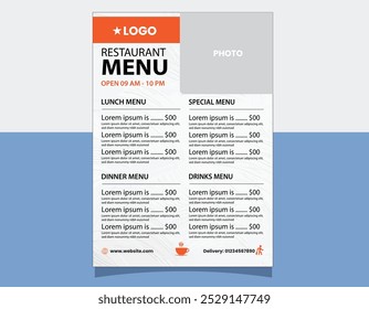 Modelo editável do layout do menu do restaurante da comida, modelo moderno amarelo da lista do café do menu, layout do menu da lista e restaurante do cartaz da comida para o jantar almoço café da manhã modelo do menu