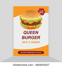 Food restaurant poster template. Burger poster concept. Poster fast food.