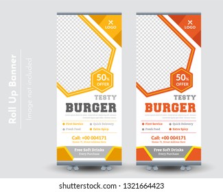 Food Restaurant Roll Up Banner Design