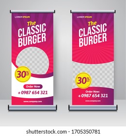 Food And Restaurant Roll Up Banner Design Template