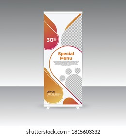 Food and restaurant roll up banner design