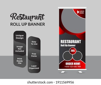Food and Restaurant roll up banner design template collection